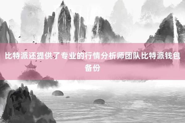 比特派还提供了专业的行情分析师团队比特派钱包备份