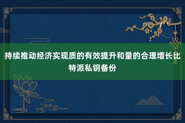 持续推动经济实现质的有效提升和量的合理增长比特派私钥备份