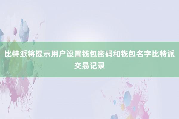 比特派将提示用户设置钱包密码和钱包名字比特派交易记录