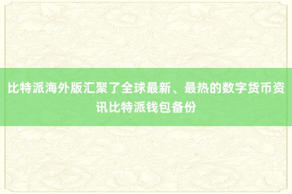 比特派海外版汇聚了全球最新、最热的数字货币资讯比特派钱包备份