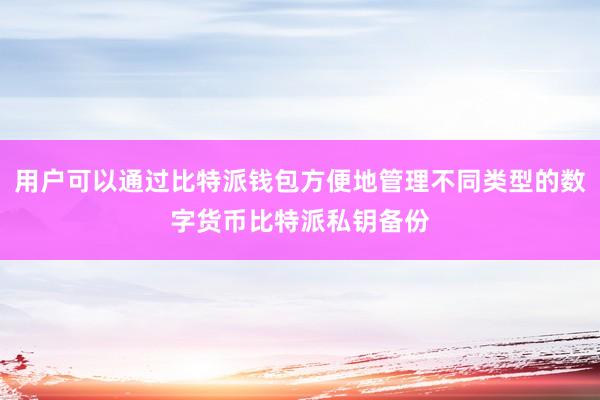 用户可以通过比特派钱包方便地管理不同类型的数字货币比特派私钥备份