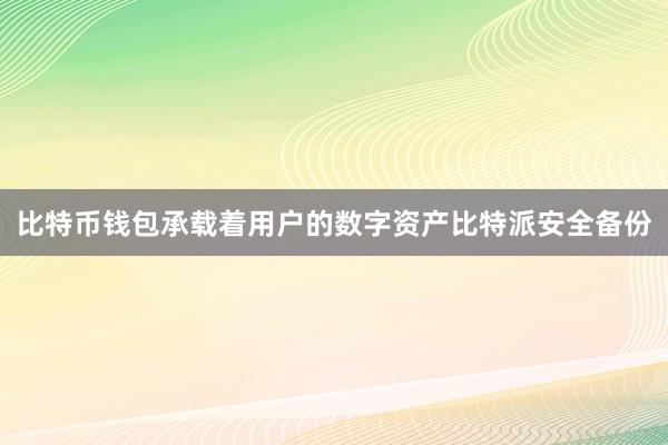 比特币钱包承载着用户的数字资产比特派安全备份