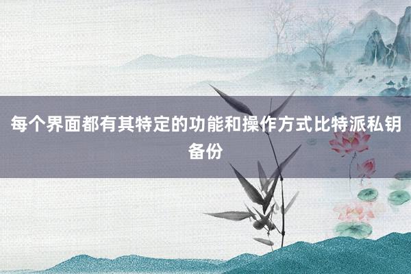 每个界面都有其特定的功能和操作方式比特派私钥备份