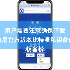 用户需要注意确保下载的是官方版本比特派私钥备份