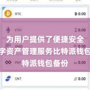 为用户提供了便捷安全的数字资产管理服务比特派钱包备份